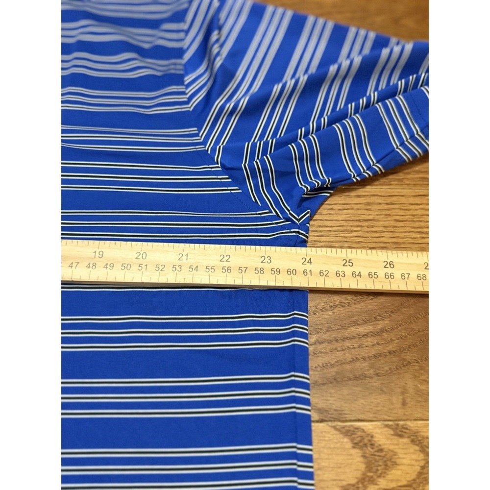 NEW Footjoy Mens L Blue Striped Polo Shirt Stretch Performance Golf Embroidered - Picture 10 of 10